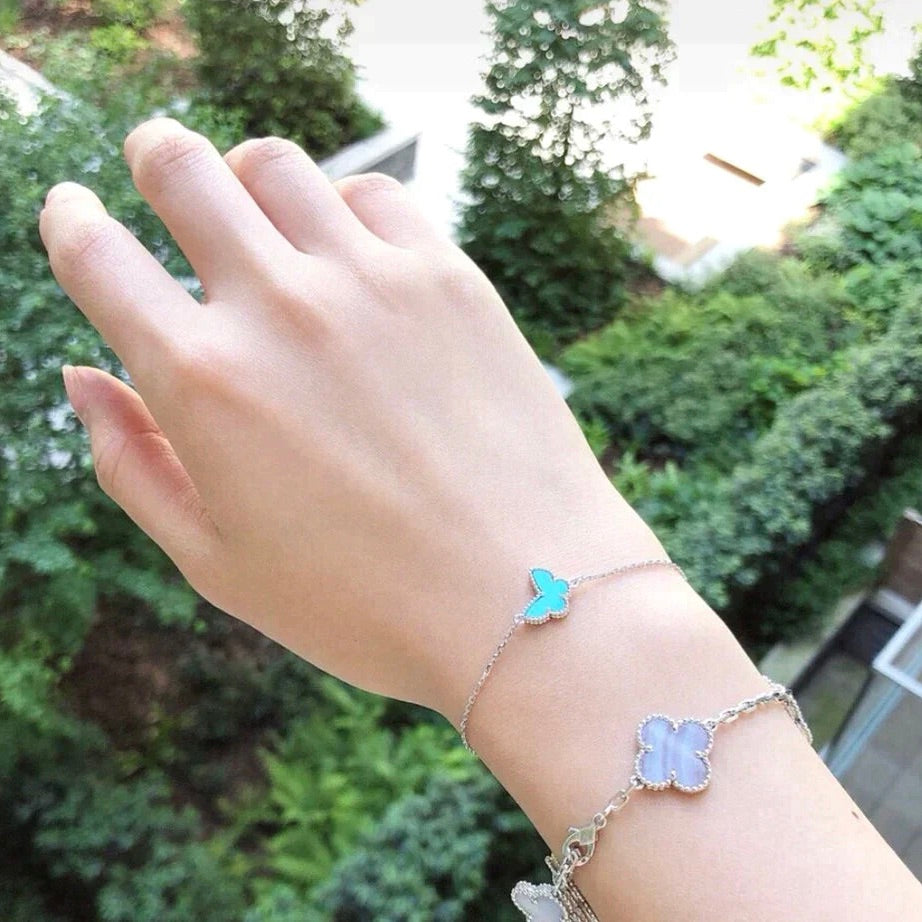??MIRA?¡¥BUTTERFLY TURQUOISE BUTTERFLY BRACELET SILVER