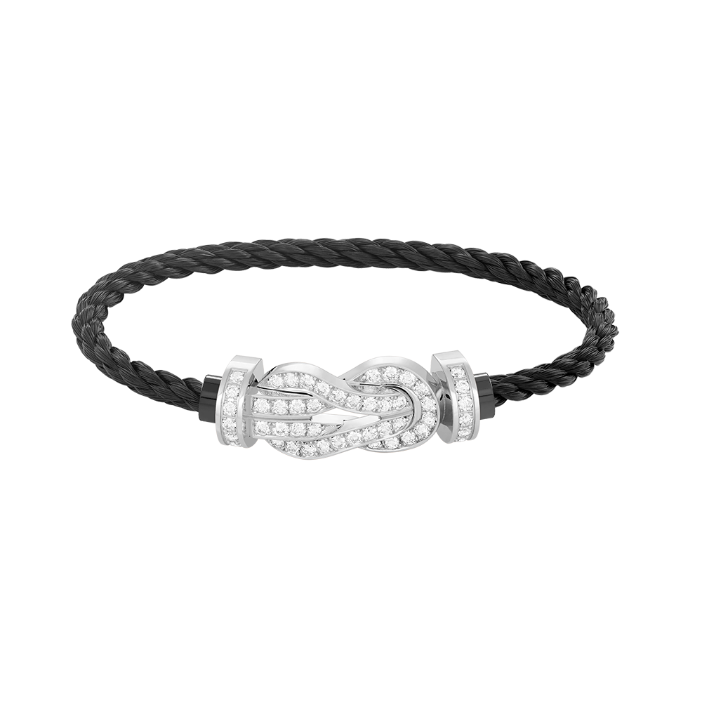 ??MIRA?¡¥CHANCE LARGE 8 FIGURE BUCKLE FULL DIAMOND BRACELET SILVER