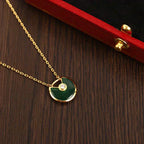 ??MIRA?¡¥AMULETTE GOLD MALACHITE NECKLACE