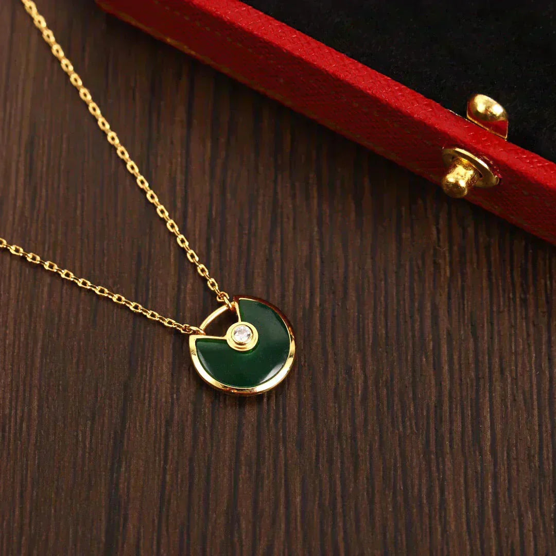 ??MIRA?¡¥AMULETTE GOLD MALACHITE NECKLACE