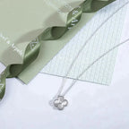 ??MIRA?¡¥CLOVER  15MM DIAMOND LASER NECKLACE SILVER