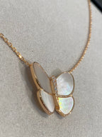 ??MIRA?¡¥BUTTERFLY GOLD MOP DIAMOND NECKLACE
