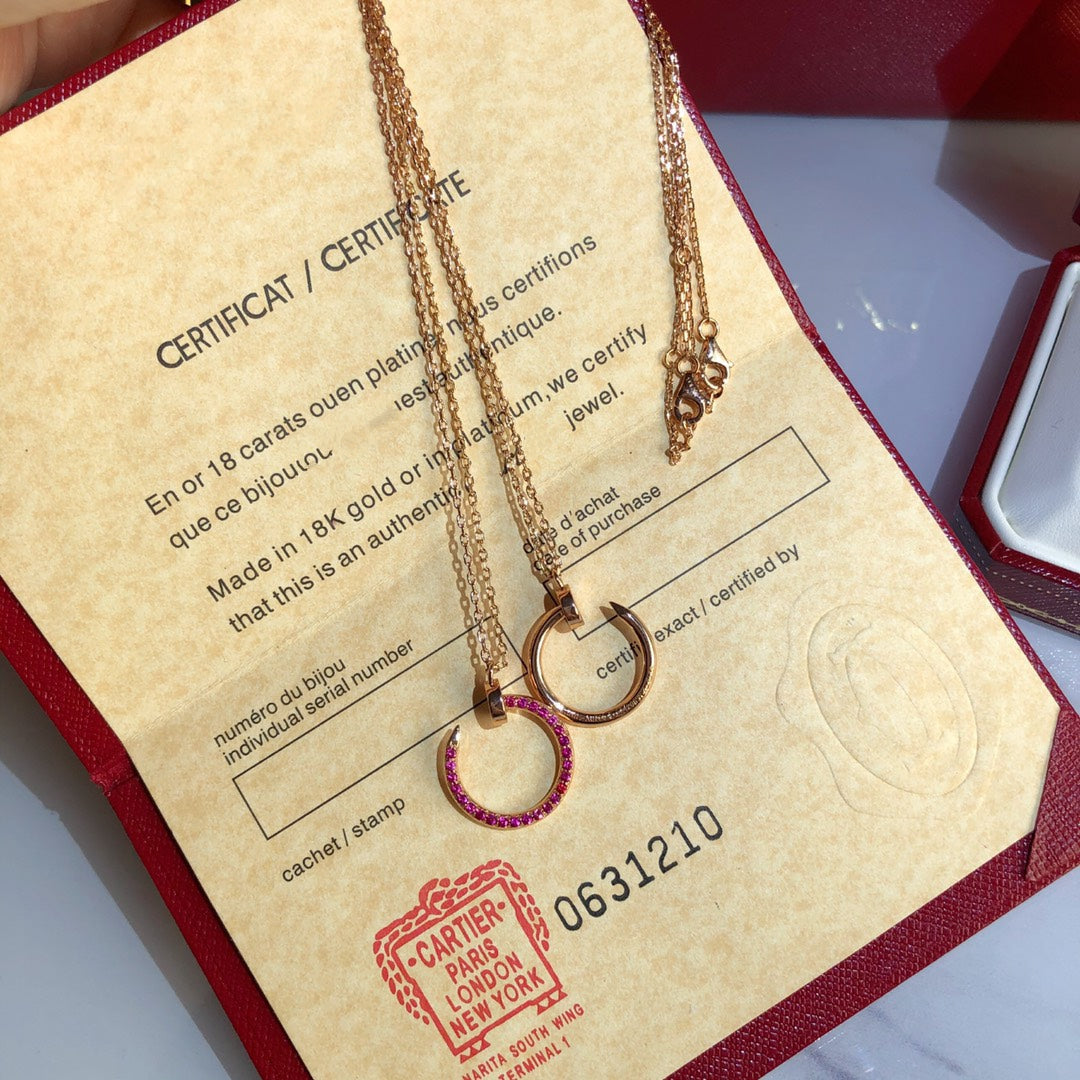 ??MIRA?¡¥JUSTE NECKLACE GOLD RED DIAMONDS