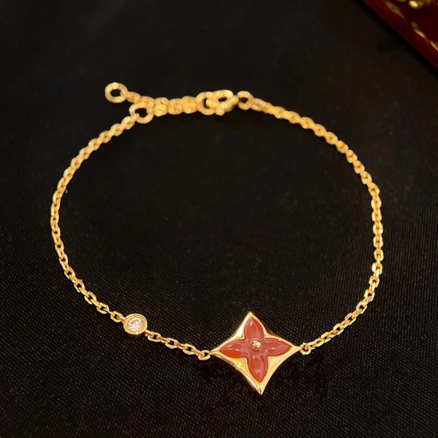 ??MIRA?¡¥COLOR STAR CARNELIAN PINK GOLD DIAMOND BRACELET