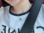 ??MIRA?¡¥CLOVER 1 DIAMOND LIGHT BLUE SILVER NECKLACE