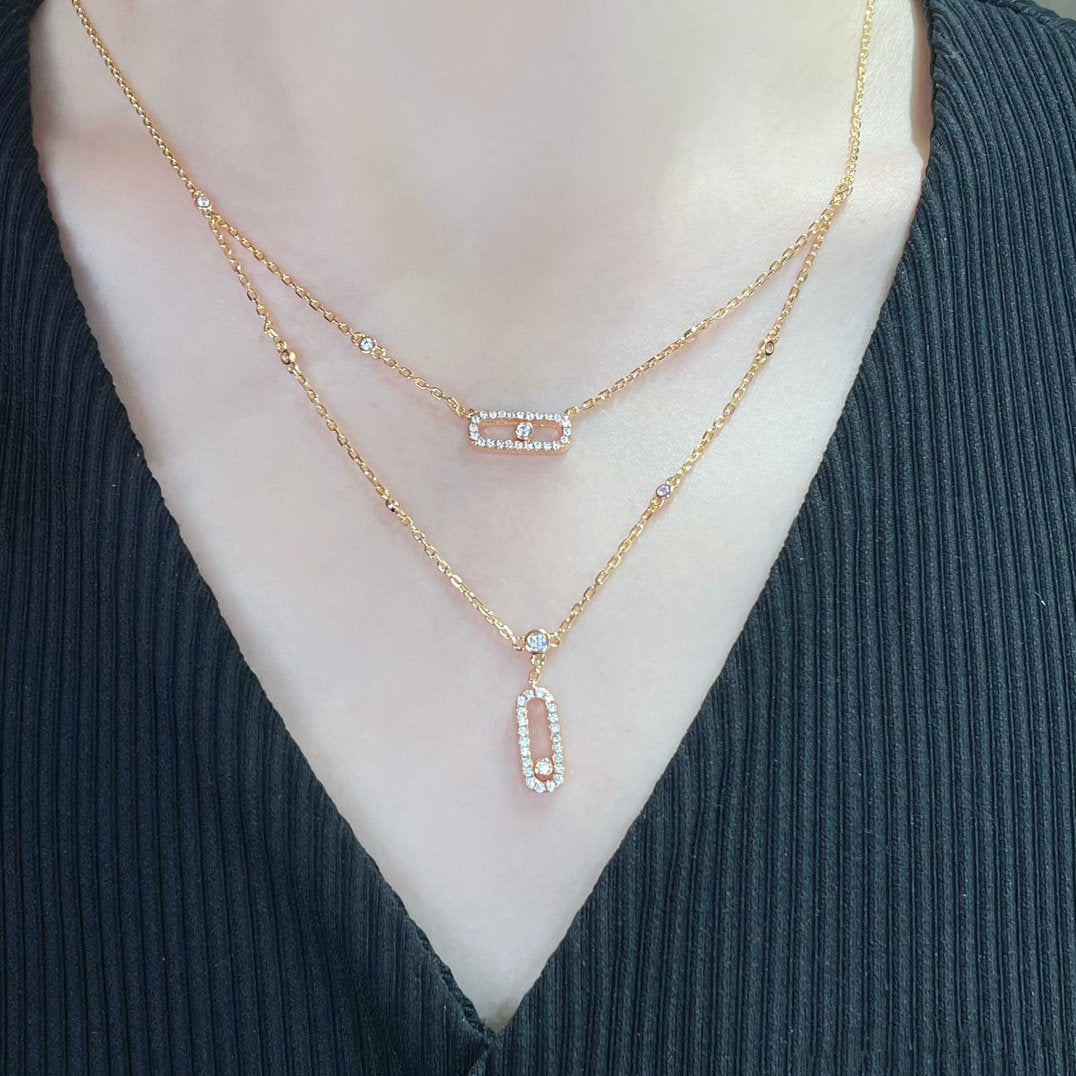 [MIRA] MOVE 2 ROW DIAMOND NECKLACE