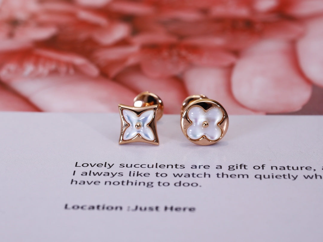 ??MIRA?¡¥STAR AND SUN PINK GOLD MOP STUD EARRINGS