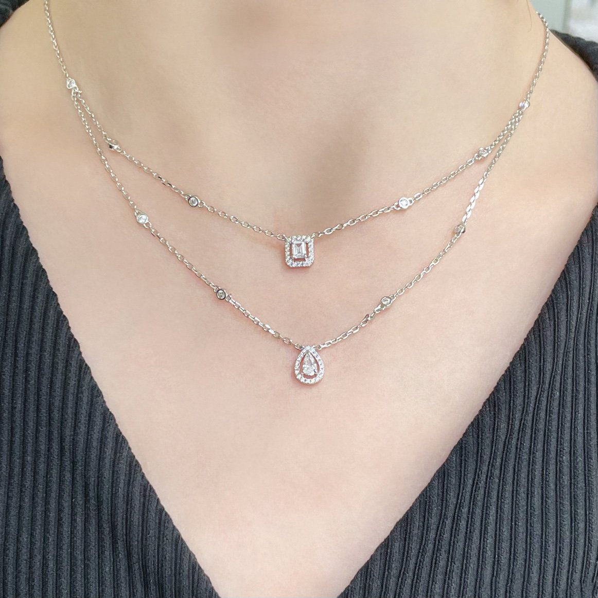 [MIRA] MY TWIN 2 ROW DIAMOND NECKLACE