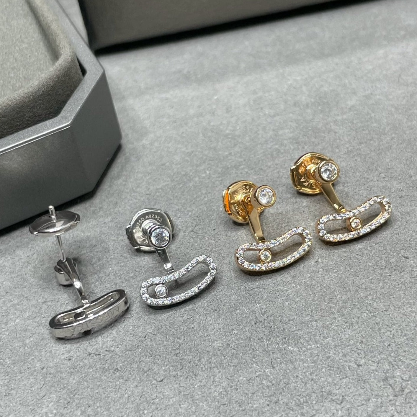 [MIRA] MOVE UNO PINK GOLD DIAMOND EARRINGS