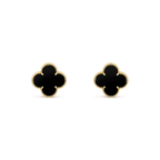??MIRA?¡¥CLOVER MEDIUM 1 MOTIFS  ONYX STUD EARRINGS