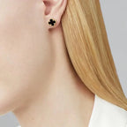 ??MIRA?¡¥CLOVER MINI 9.5MM BLACK MOP EARRINGS
