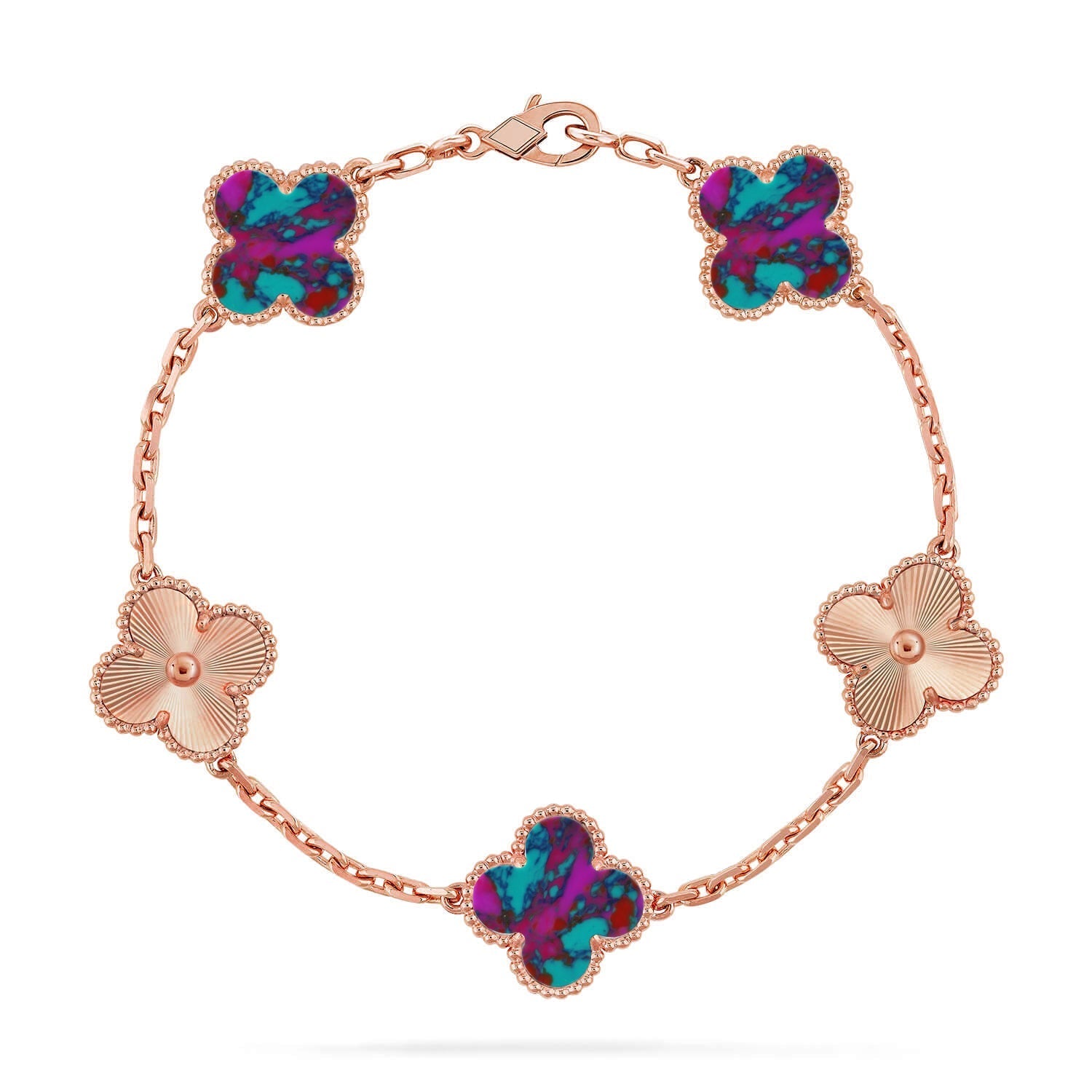 [MIRA]New CLOVER 5 MOTIF COLOR GEMSTONES BRACELET COLLECTION