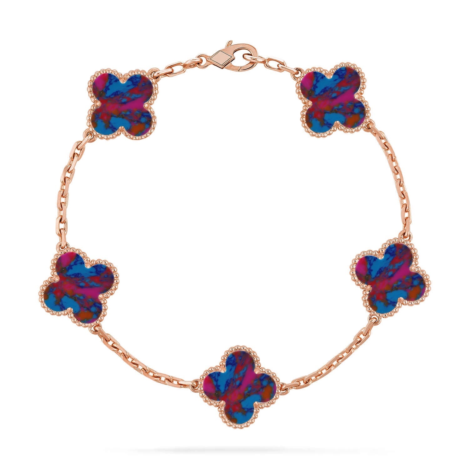 [MIRA]New CLOVER 5 MOTIF COLOR GEMSTONES BRACELET COLLECTION