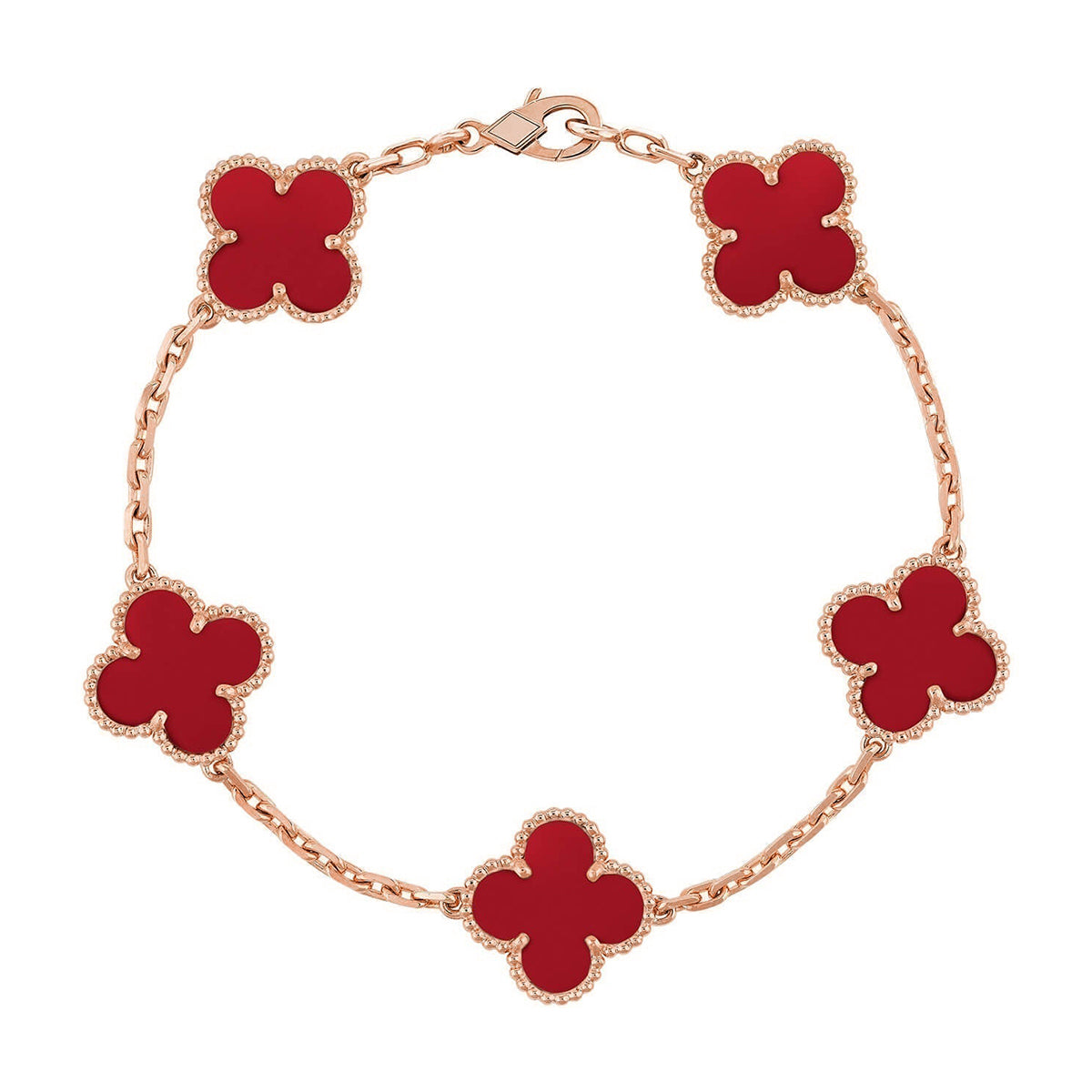 [MIRA]New  CLOVER 5 MOTIF RED CORNELIAN BRACELET COLLECTION