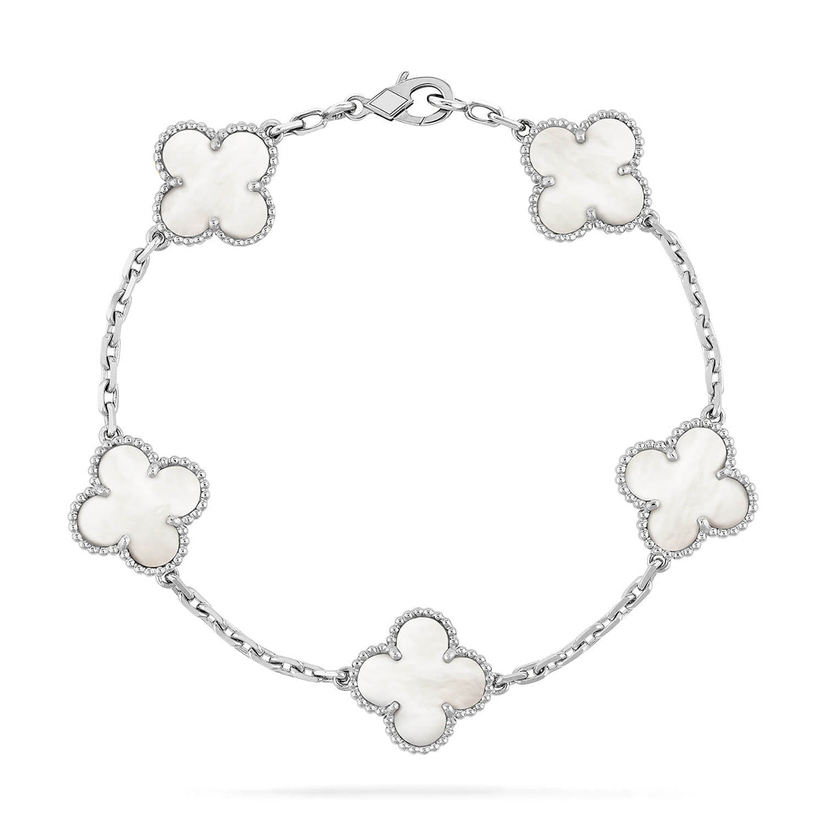 [MIRA]New CLOVER WHITE PEARL MOP 5 MOTIF BRACELET COLLECTION