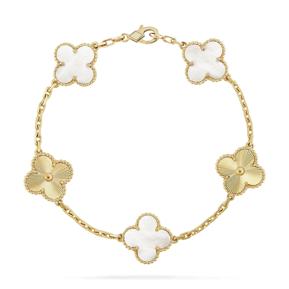 [MIRA]New CLOVER WHITE PEARL MOP 5 MOTIF BRACELET COLLECTION