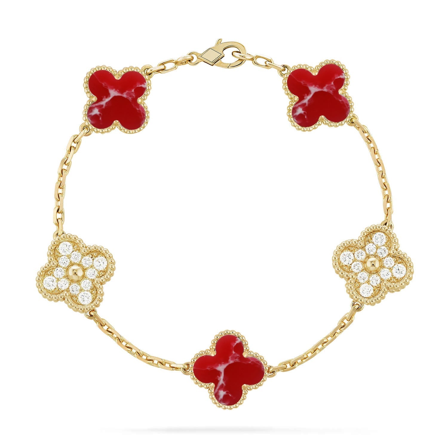 [MIRA]New CLOVER 5 MOTIF RED PATTERN BRACELET COLLECTION