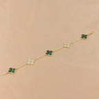 [MIRA]New  CLOVER 5 MOTIF MALACHITE BRACELET COLLECTION