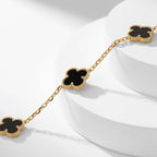 ??MIRA?¡¥CLOVER 10 MOTIFS ONYX NECKLACE