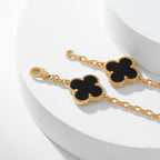 ??MIRA?¡¥CLOVER 10 MOTIFS ONYX NECKLACE