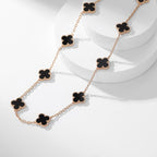 ??MIRA?¡¥CLOVER 10 MOTIFS ONYX NECKLACE