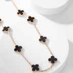 ??MIRA?¡¥CLOVER 10 MOTIFS ONYX NECKLACE