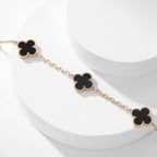??MIRA?¡¥CLOVER 10 MOTIFS ONYX NECKLACE