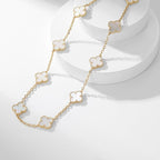 ??MIRA?¡¥CLOVER 10 MOTIFS WHITE MOTHER OF PEARL NECKLACE