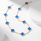 ??MIRA?¡¥CLOVER 10 MOTIFS BLUE AGATE NECKLACE