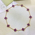??MIRA?¡¥CLOVER 10 MOTIFS  PURPLE VIOLET  NECKLACE