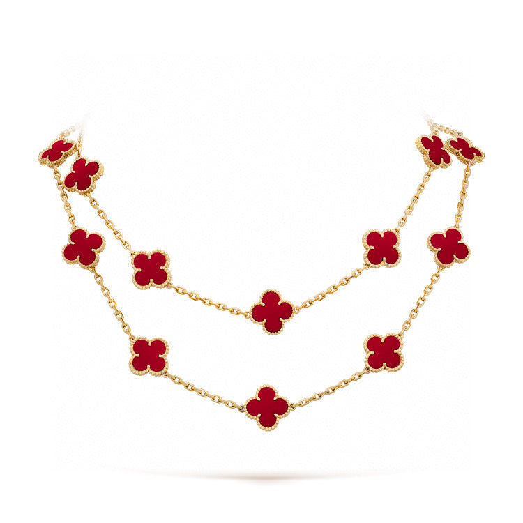 ??MIRA?¡¥CLOVER 20 MOTIFS CARNELIAN NECKLACE