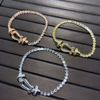 ??MIRA?¡¥FORCE  LARGE HORSESHOE FULL DIAMOND TENNIS BRACELET