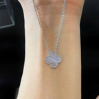 ??MIRA?¡¥CLOVER 15MM BLUE CHALCEDONY NECKLACE SILVER