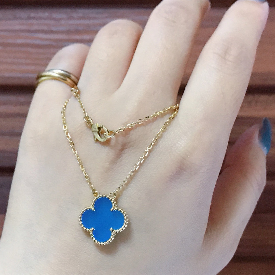 ??MIRA?¡¥CLOVER 15MM BLUE AGATE NECKLACE