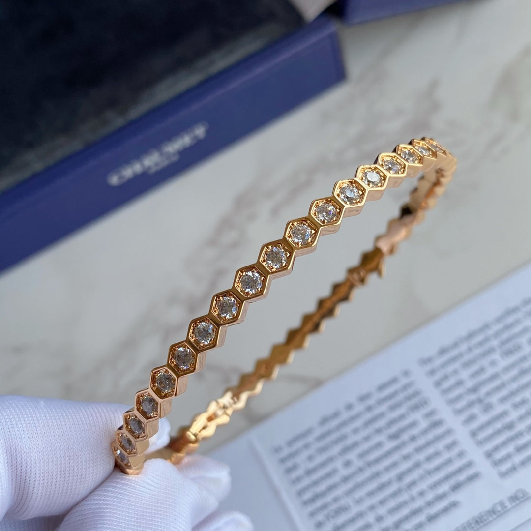 ??MIRA?¡¥BEE LOVE GOLD BRACELET FULL DIAMOND