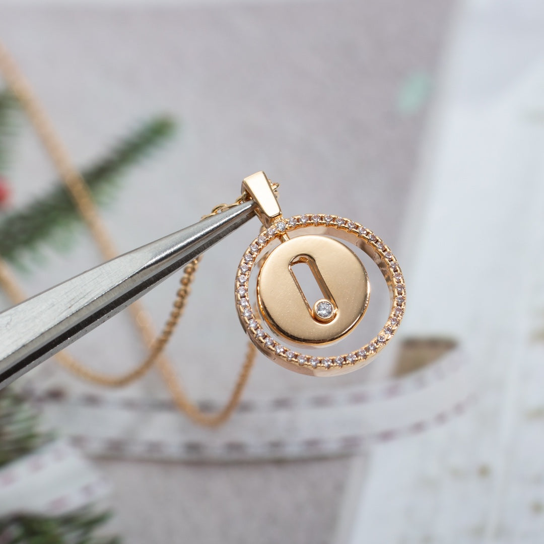 [MIRA]  MOVE PM NECKLACE PINK GOLD DIAMOND