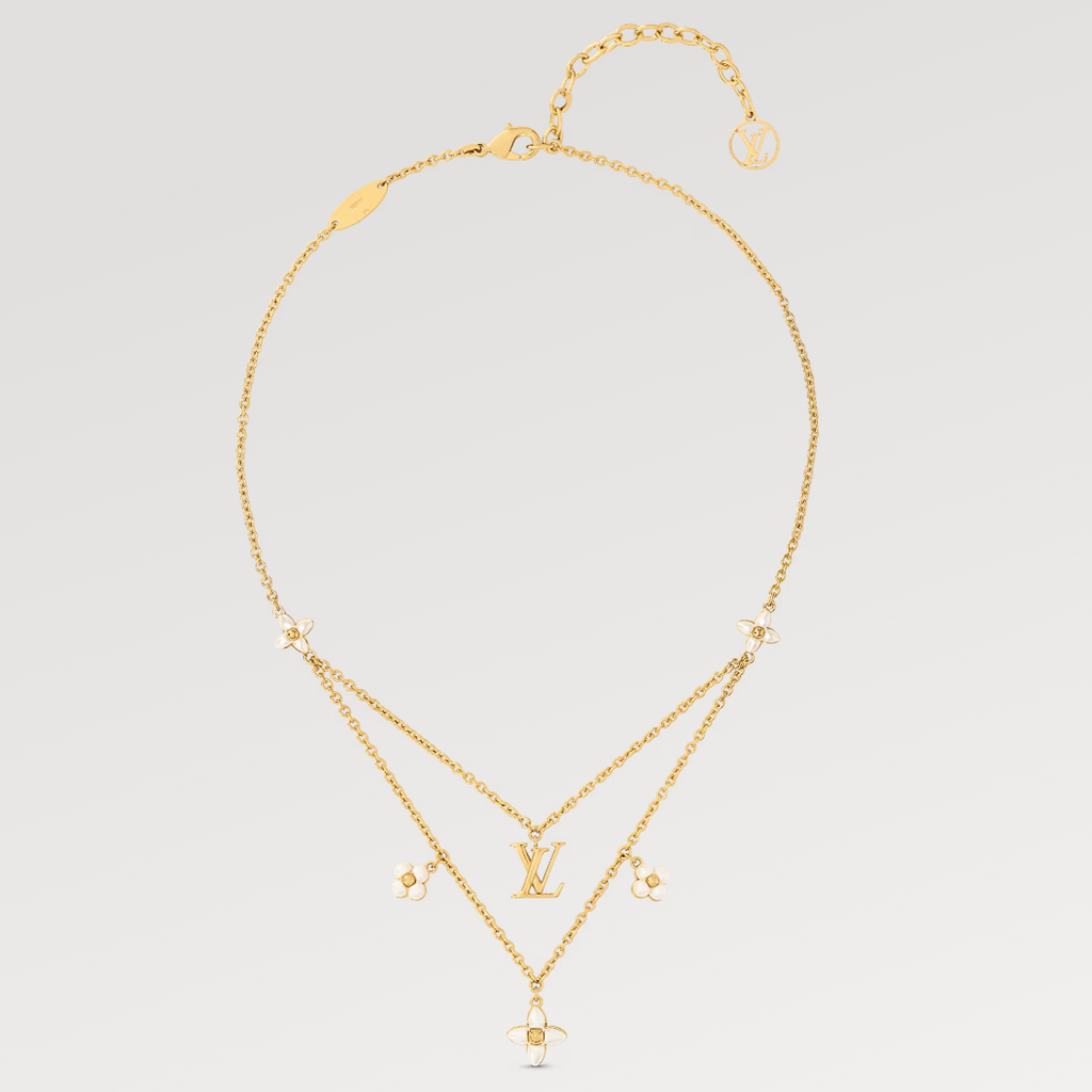 ??MIRA?¡¥FLOWERGRAM GOLD MOP DOUBLE ROW NECKLACE