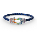 ??MIRA?¡¥FORC LARGE HORSESHOE  COLORED DIAMOND BRACELET SILVER