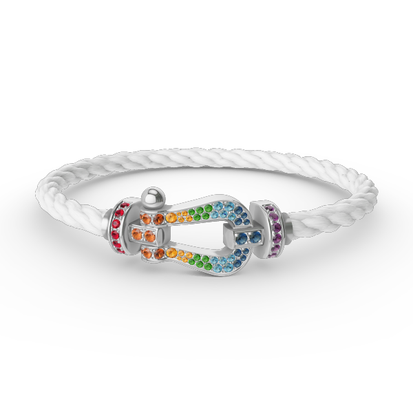 ??MIRA?¡¥FORC LARGE HORSESHOE  COLORED DIAMOND BRACELET SILVER