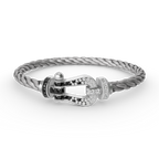 ??MIRA?¡¥FORCE LARGE HORSESHOE BLACK WHITE DIAMOND BRACELET SILVER