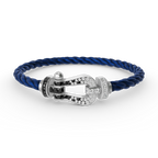 ??MIRA?¡¥FORCE LARGE HORSESHOE BLACK WHITE DIAMOND BRACELET SILVER