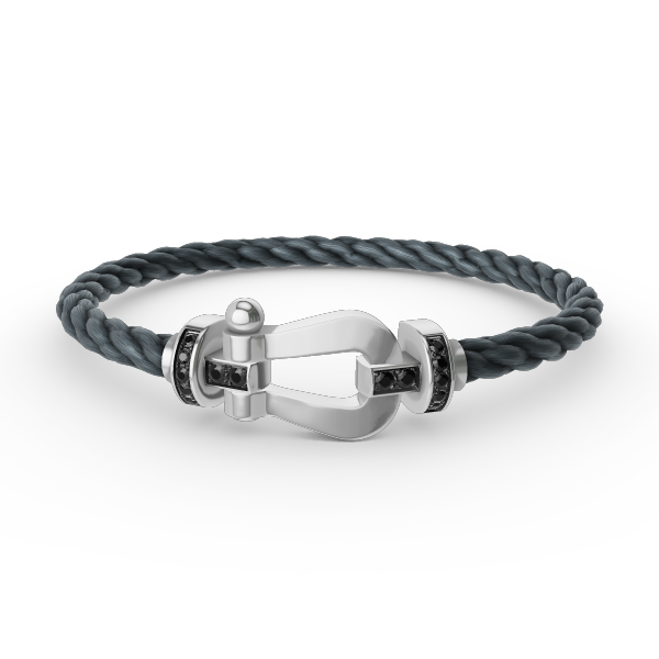 ??MIRA?¡¥FORCE LARGE HORSESHOE BLACK DIAMOND BRACELET SILVER