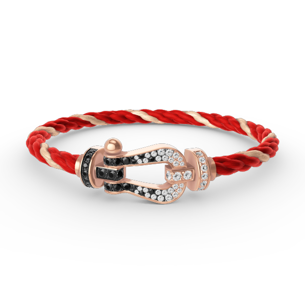 ??MIRA?¡¥FORCE LARGE HORSESHOE BLACK WHITE DIAMOND BRACELET ROSE GOLD