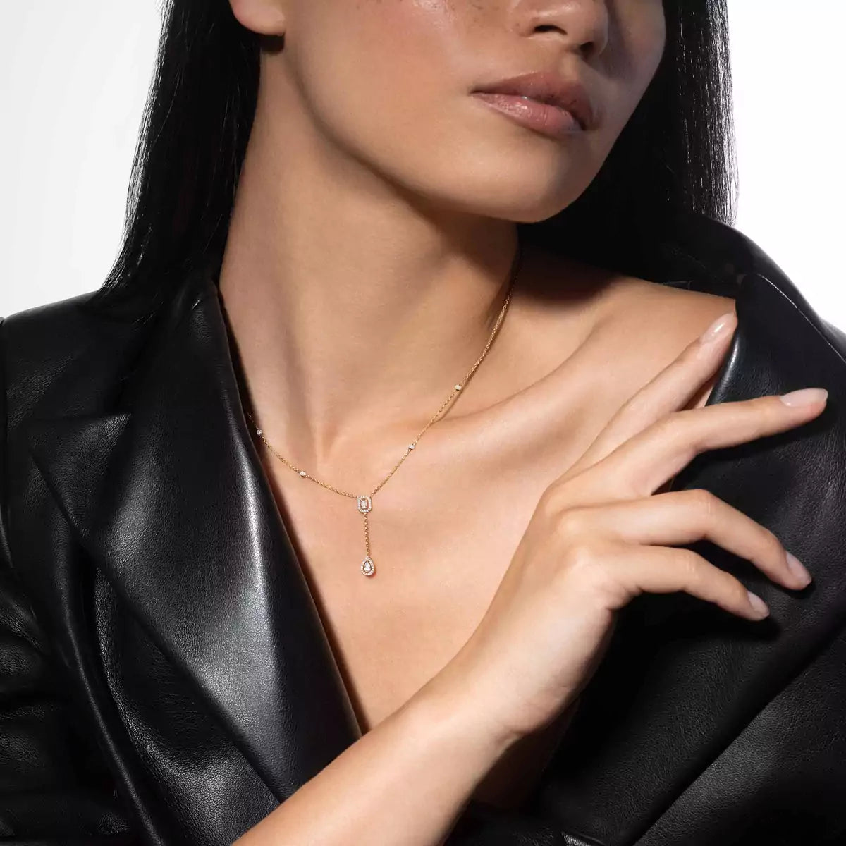 [MIRA] Gold Diamond Tie Necklace