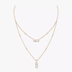 [MIRA] 2 Rows Rose Gold Diamond Pave_ Necklace Move Uno