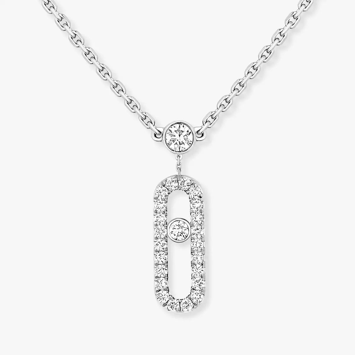 [MIRA] 2 Rows Rose Gold Diamond Pave_ Necklace Move Uno