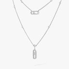 [MIRA] 2 Rows Rose Gold Diamond Pave_ Necklace Move Uno