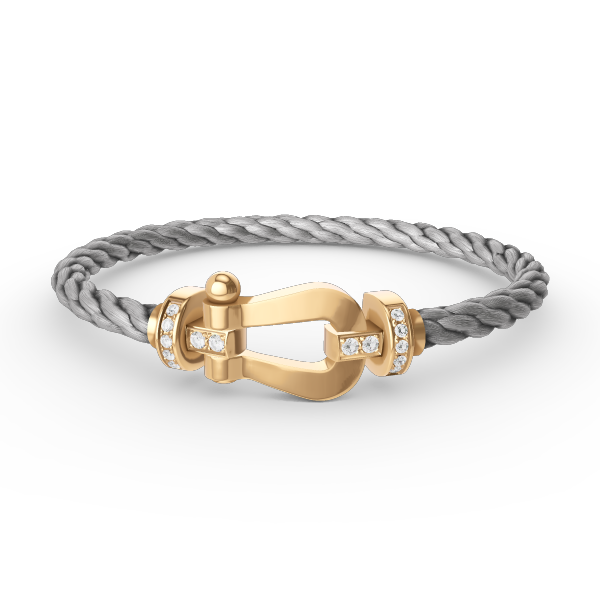 ??MIRA?¡¥FORCE LARGE HORSESHOE HALF DIAMOND BRACELET GOLD