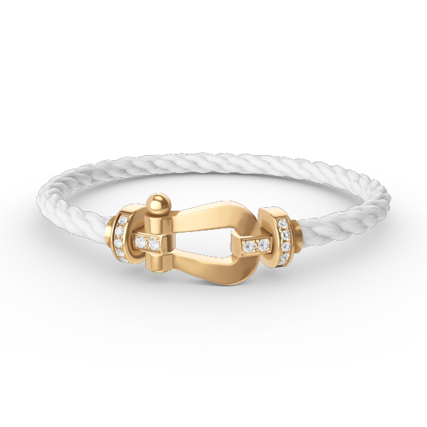 ??MIRA?¡¥FORCE LARGE HORSESHOE HALF DIAMOND BRACELET GOLD