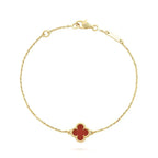 ??MIRA?¡¥CLOVER  CARNELIAN SINGLE FLOWER BRACELET